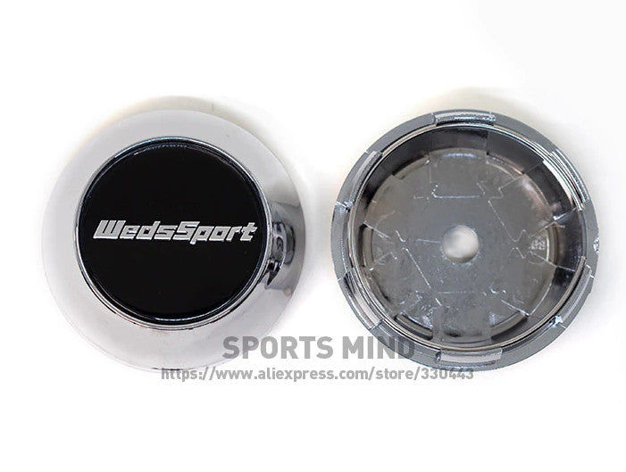 4x68mm wheel center cap, hubcap, rim cap, badge decal, WedsSport black chrome