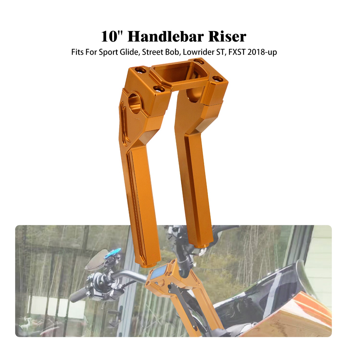 1 Handlebar 10 Gold Riser Clamp Kit for Harley Softail Street Bob Low Rider ST