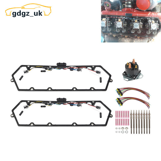 Valve Cover Gaskets  8 Glow Plugs RelayHarness for Ford F250 F350 E250 Diesel