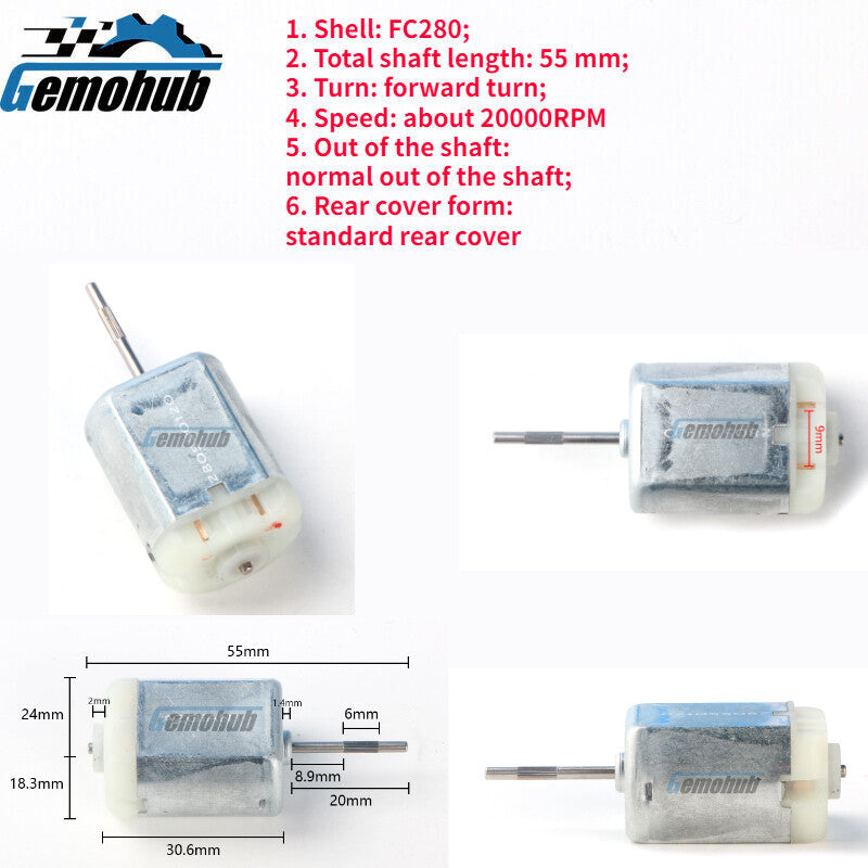 4PCS FC280 6mm Knurl Shaft Micro Tailgate Lock Door Lock DC Motor 20000RPM
