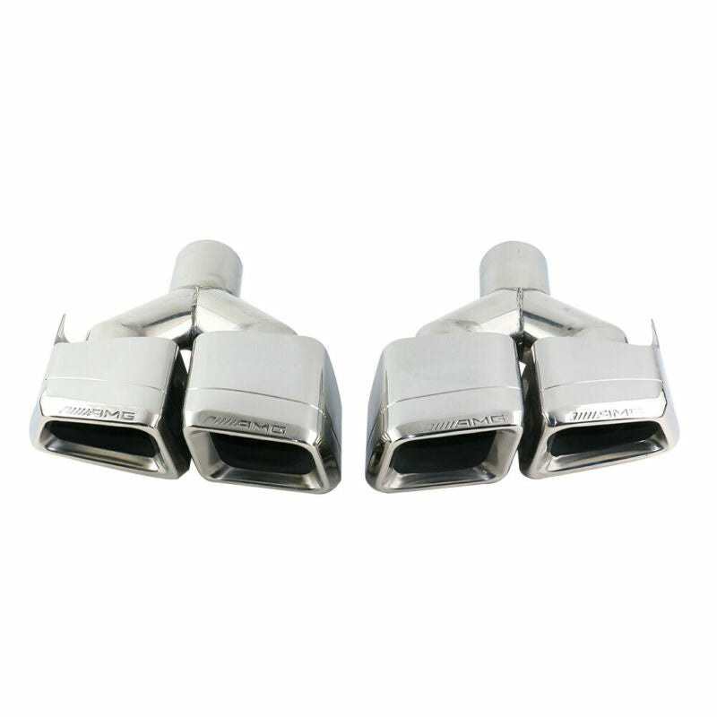 2PCS 2.5'' Exhaust Pipe Double Slant Tailpipe Y Tips for Mercedes-Benz E63 AMG