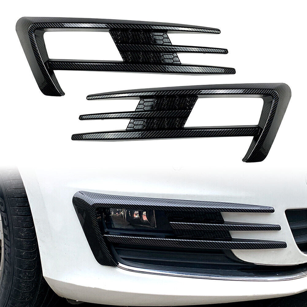 Fog Light Lamp Cover Bumper Grille Trim for VW for Golf 7 MK7 2013-2016 Carbon fiber