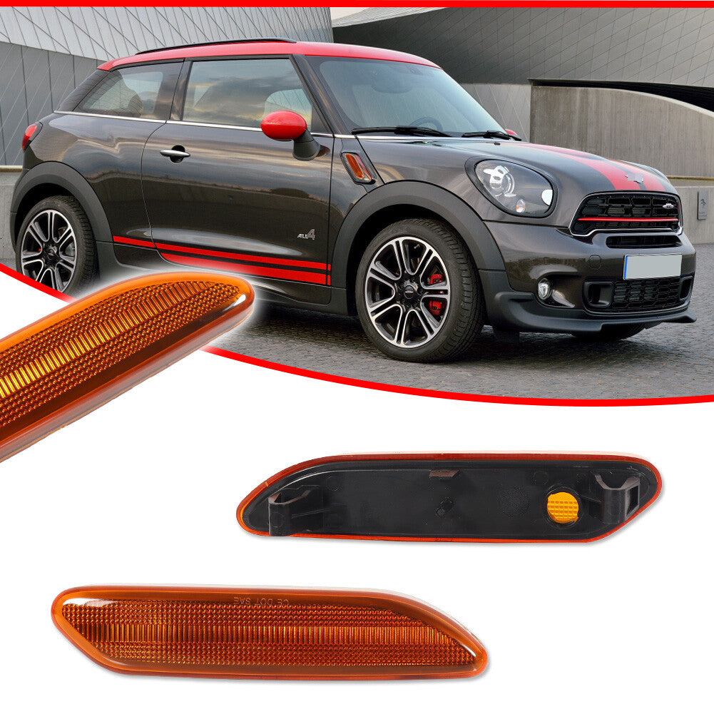 Amber Lens Side Marker Light Protective Cover Kit for Mini Cooper Countryman 12-17 R60 R61 Lens