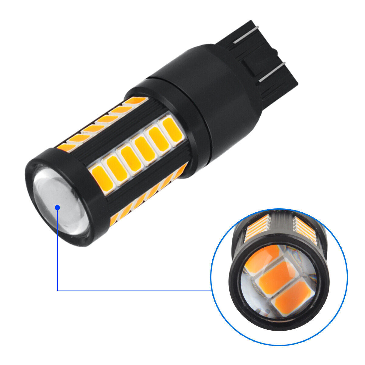 for Honda Accord for Civic 7443 7440 LED Amber Rear Turn Signal DRL Light Bulbs