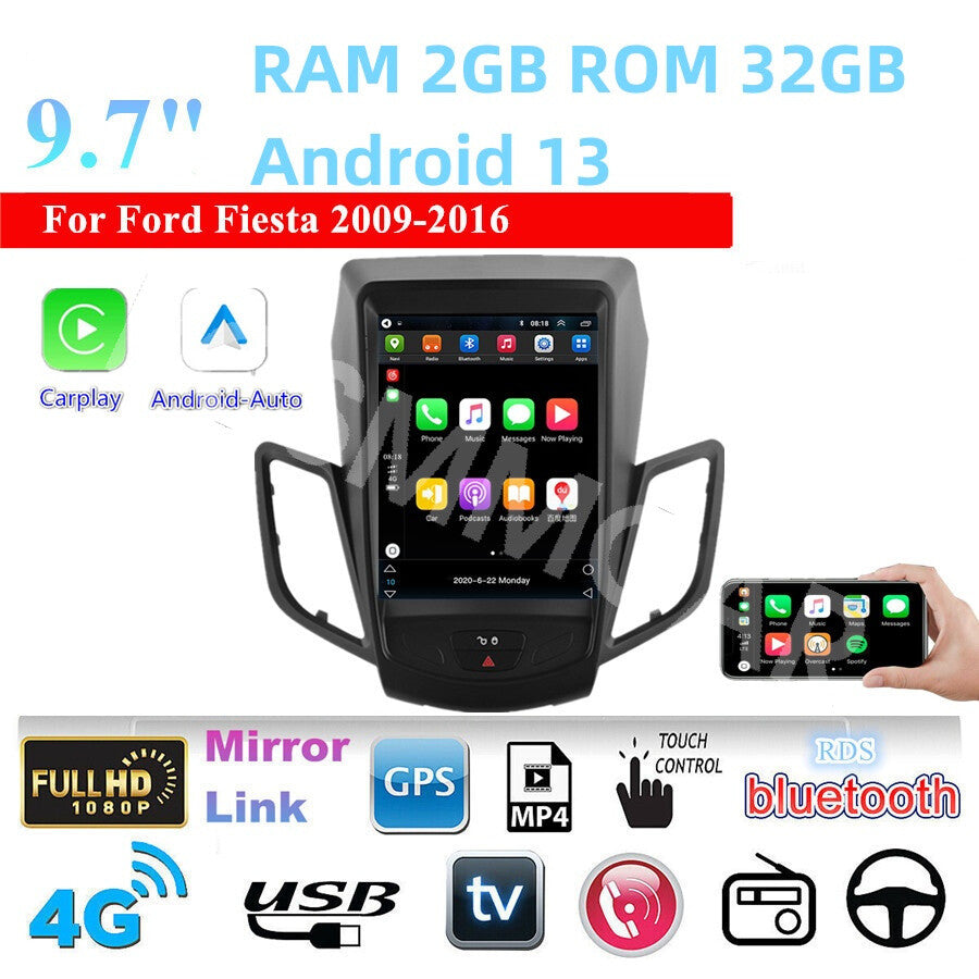 Fit for Ford Fiesta 2009-2016 Car Radio Multimedia Video Player GPS Navi 2+32G