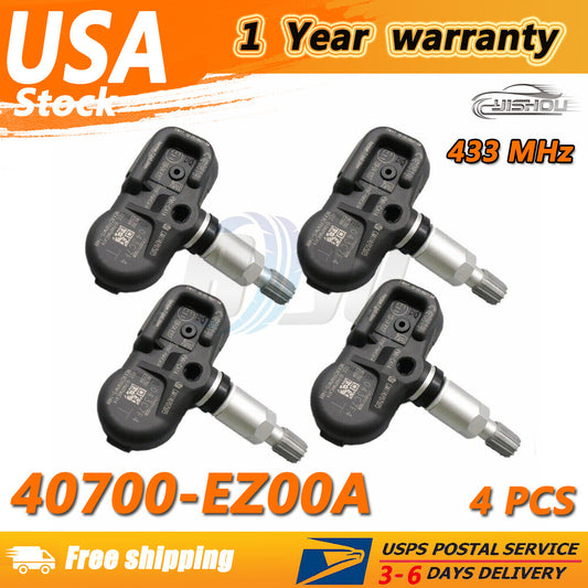 (4) 40700-EZ00A 433Mhz TPMS Tire Pressure Monitoring Sensor for Nissan PMV-CA14