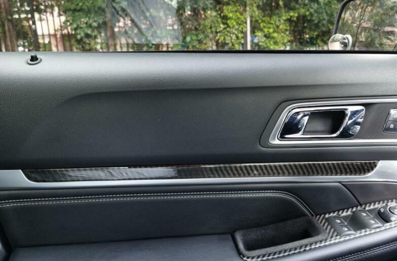 Real Carbon Fiber Interior Door Panel Cover Trim 4PC for Ford Explorer 2016-2019