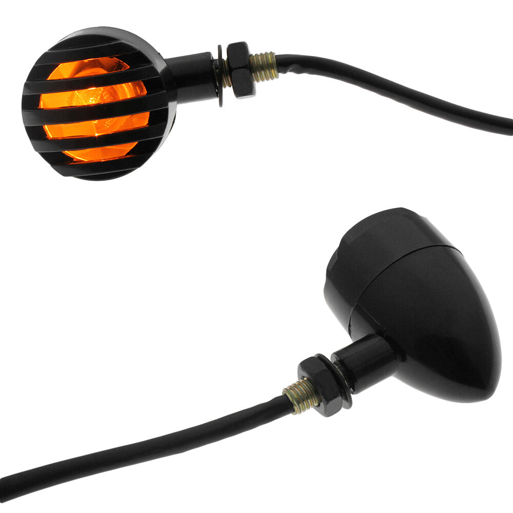 4x Universal Motorcycle Grill Turn Signal Light Indicator Black for Harley for Honda