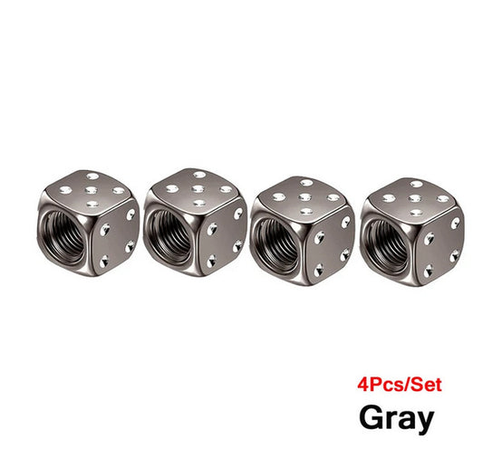 4-piece car tire valve cover rod air dust cover dice gray for Audi