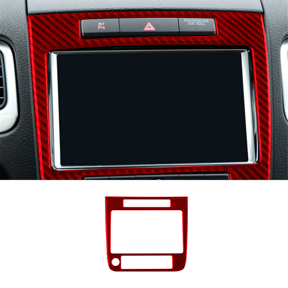 Red Carbon Fibre Navigation Area Trim Panel for VW Touareg 2011-2018 Type B