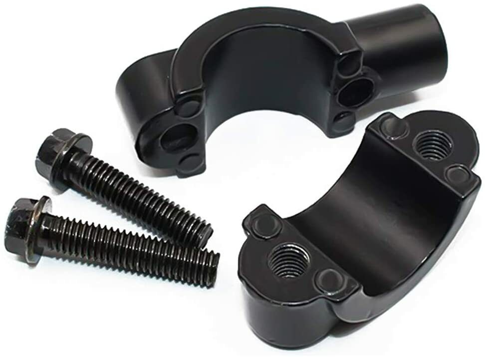 2x Black 7/8 22mm Handlebar 8mm Mirror Clamps Mount Bracket Street Dirt Bike