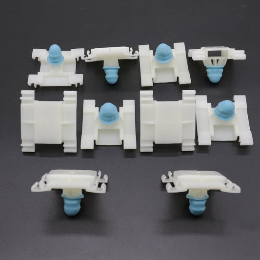 10-piece pack suitable for Volkswagen and for Audi 1H0-853-585-B door mold clamps with blue rubber grommets.
