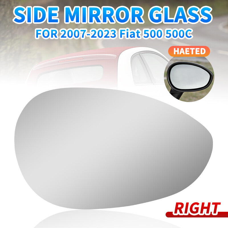 Wide Angle Wing Mirror Glass Right Passenger for 2007-2024 for FIAT 500 500c Heated