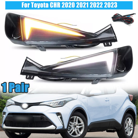 1 Pair LED Fog Lamp Daytime Running Light W/Turn Signal for Toyota CHR 2020-2023