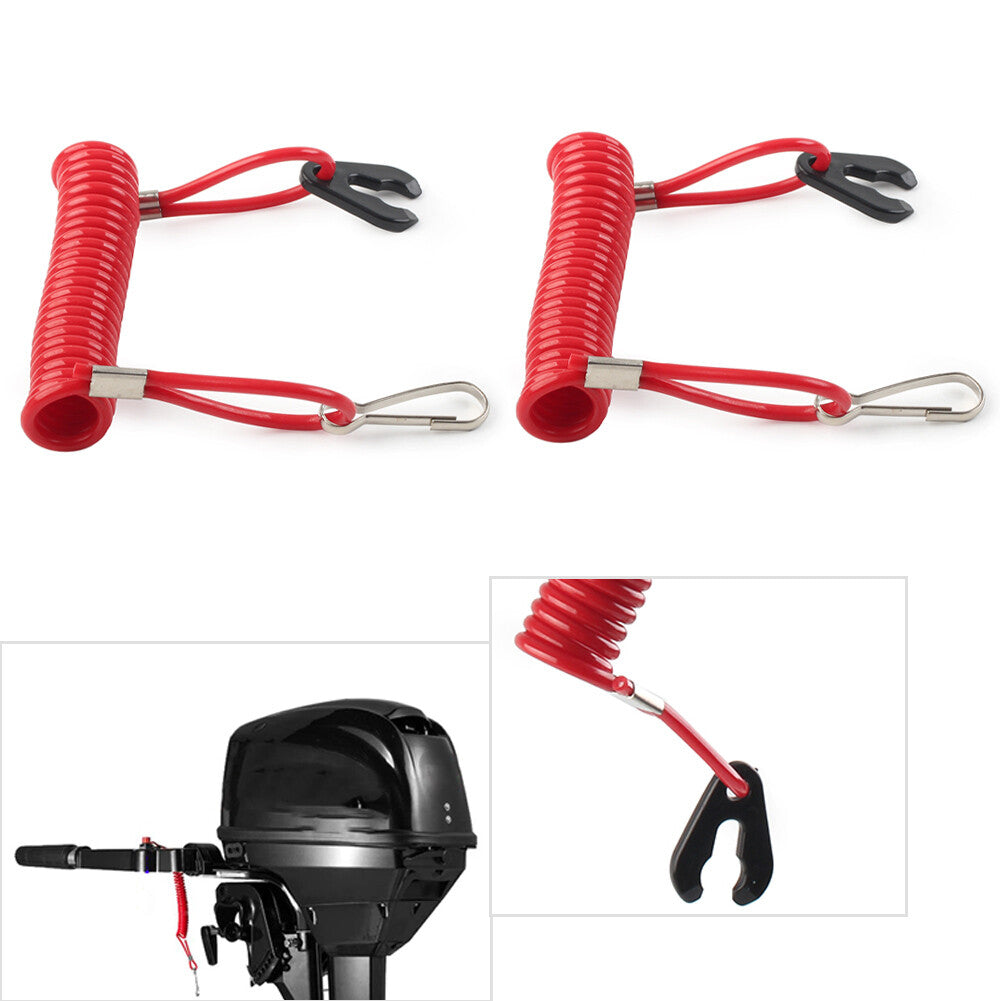Outboard Kill Switch Lanyard Tether Emergency Stop Lanyard for Yamaha Red 2PCS