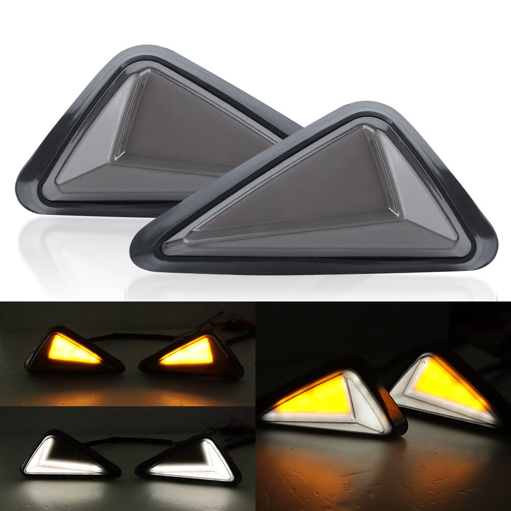 Motorcycle Triangle Flush Mount LED Turn Signal Indicator Light Amber White DRL