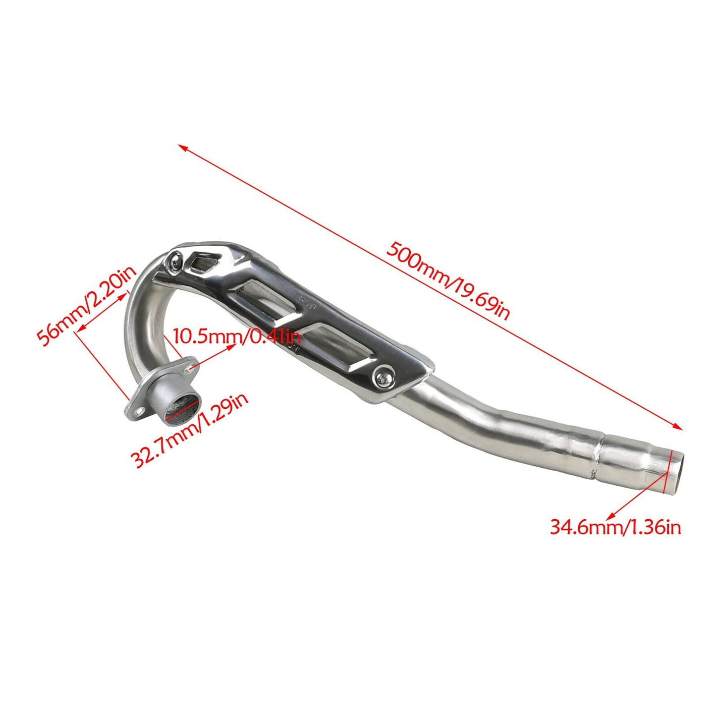 Motorcycle exhaust muffler connecting pipe suitable for Honda and for Yamaha 150cc, 160cc, 200cc, 250cc models.