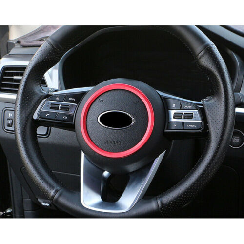 for Kia Forte 2019-2021 Red Steering Wheel Central Horn Ring Trim Cover Aluminum