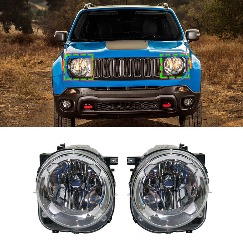 Pair Head Lights Daytime Running Lights for Jeep Renegade 2015 2016-2017