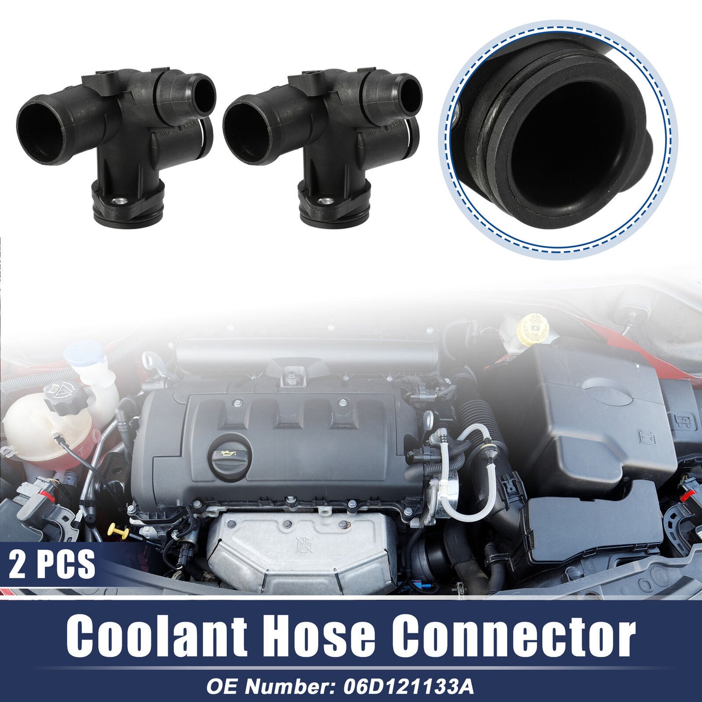 06D121133A 2pcs Radiator Coolant Hose Flange for AUDI A4 BASE SEDAN 4-DOOR