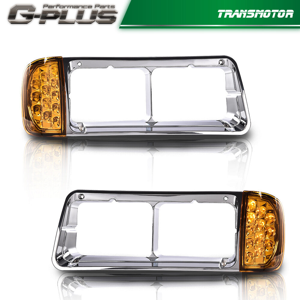 Suitable for Freightliner FLD120 headlight bezels with LED turn signals (left +, right -).