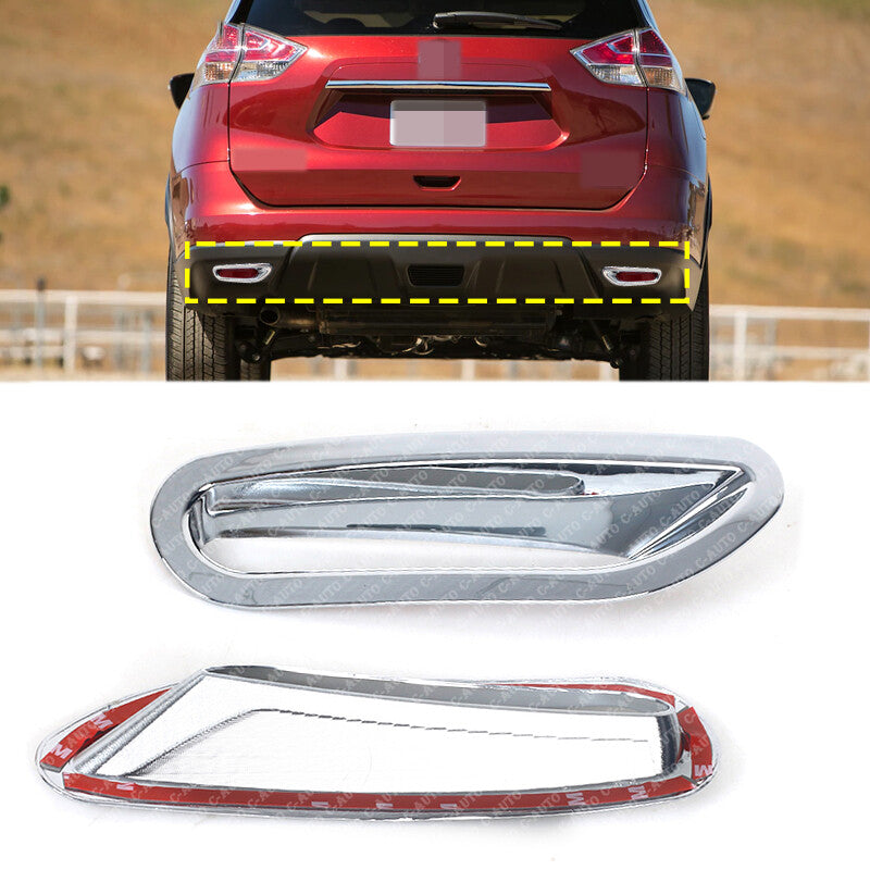 1Pair Silver Rear Fog Light Lamp Cover for Nissan Rogue X-Trail (T32) 2014 2015