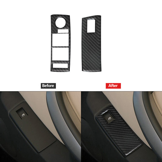 2X Carbon Fiber Front Window Regulator Trim for BMW X5 2000-2006 Type B