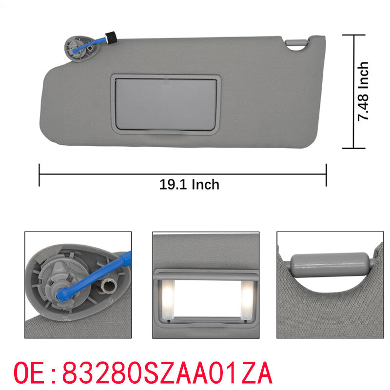 New Sun Visor w/ Light Left Driver Side 83280SZAA01ZA for Honda Pilot 2009-2015