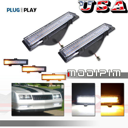 Transparent white DRL sequential amber LED turn signals suitable for Chevrolet Monte Carlo SS- 81-88