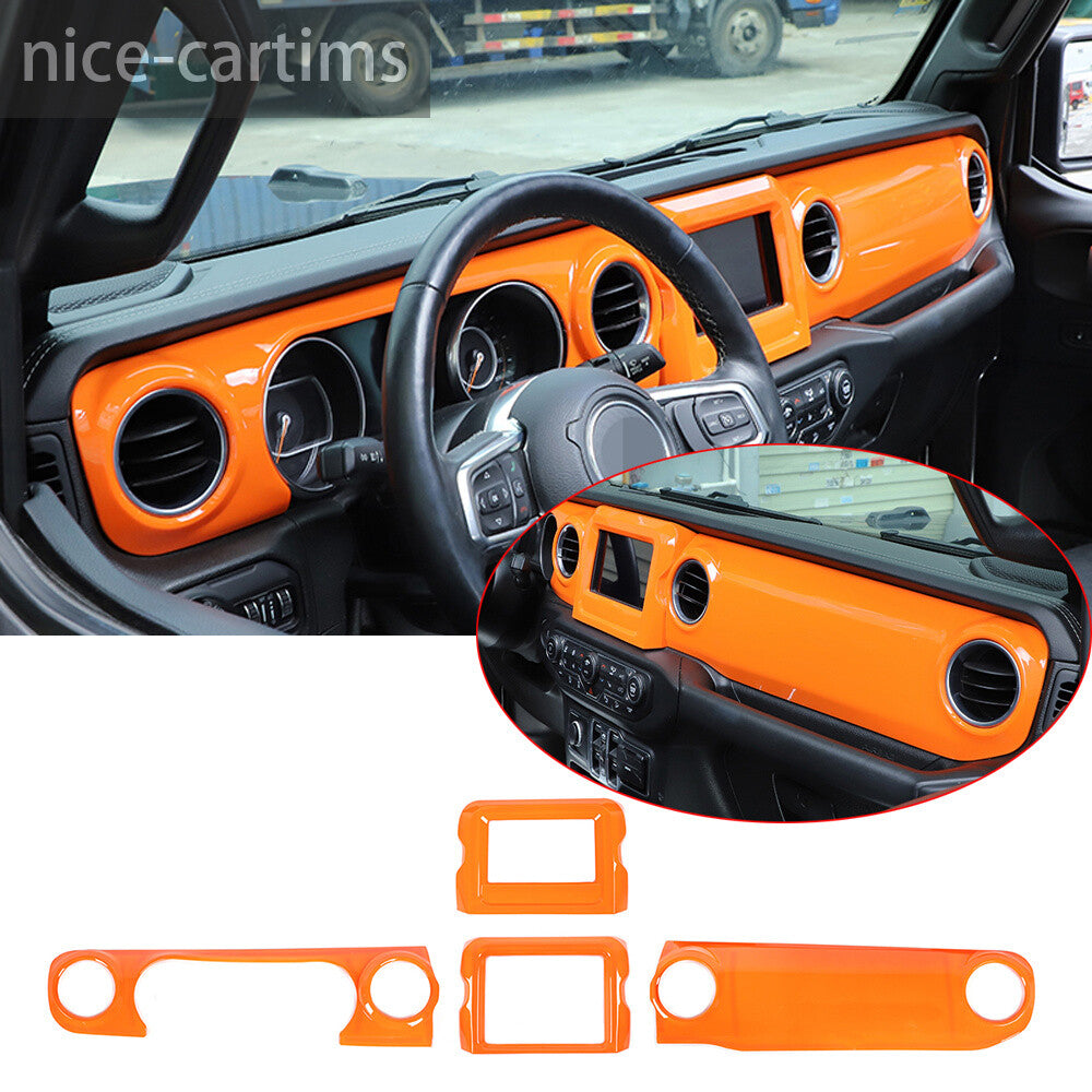for Jeep for Wrangler JL JT 2018+ Orange Dashboard Central Control Navigation Trim¡Á4