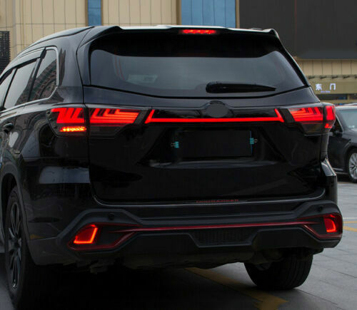 Black Rear Door Trunk LED Tail Light Cover Panel for Toyota Highlander 2015-2019