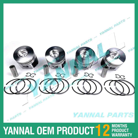 4-piece piston with piston rings + 0.5 mm for Kubota V2003DI 1G770 engine (oversized)