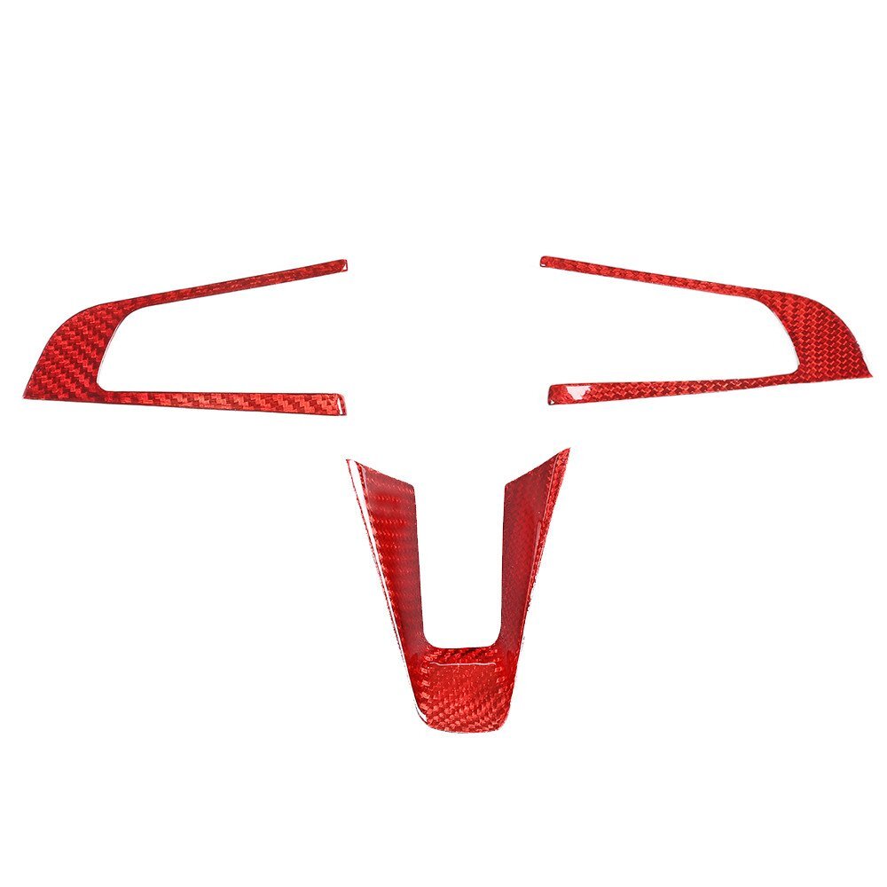 3¡Á Red Carbon Fiber Steering Wheel Cover for Alfa Romeo Giulia for Stelvio 2017-2019