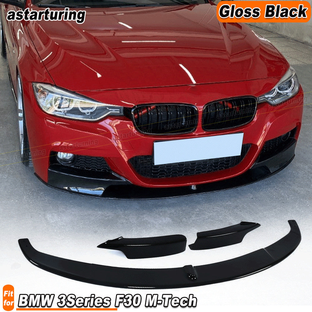 Gloss Black Front Bumper Lip Spoiler Splitters for BMW 3Series F30 M-Tech 13-18