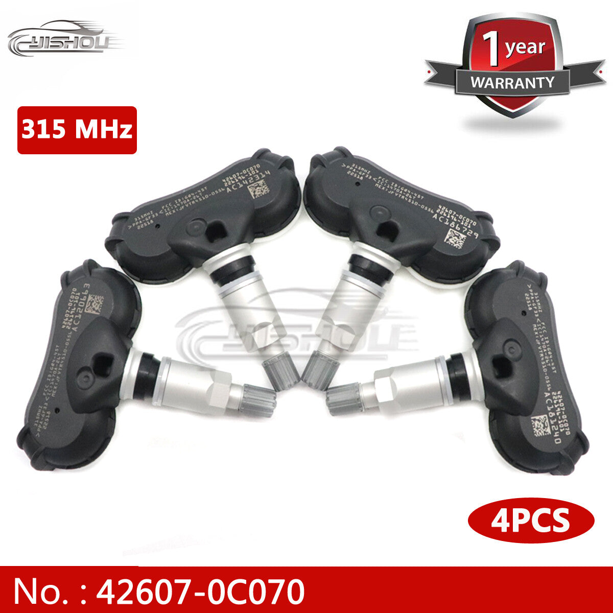 4-pack of new TPMS tire pressure monitoring sensors for Toyota for Sienna Tundra 42607-0C070