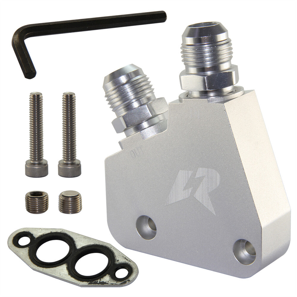 GM LSX Oil Cooler Adapter for Corvette C5 C6 C7 LS1 Camaro  Firebird Silver