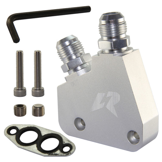 GM LSX Oil Cooler Adapter for Corvette C5 C6 C7 LS1 Camaro  Firebird Silver