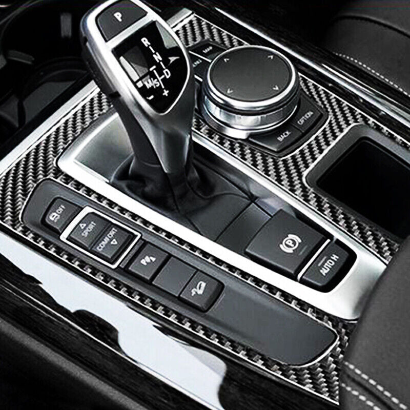 Real Carbon Fiber Car Gear Shift Panel Cover Trim Fit for BMW X5 F15 2014-2018