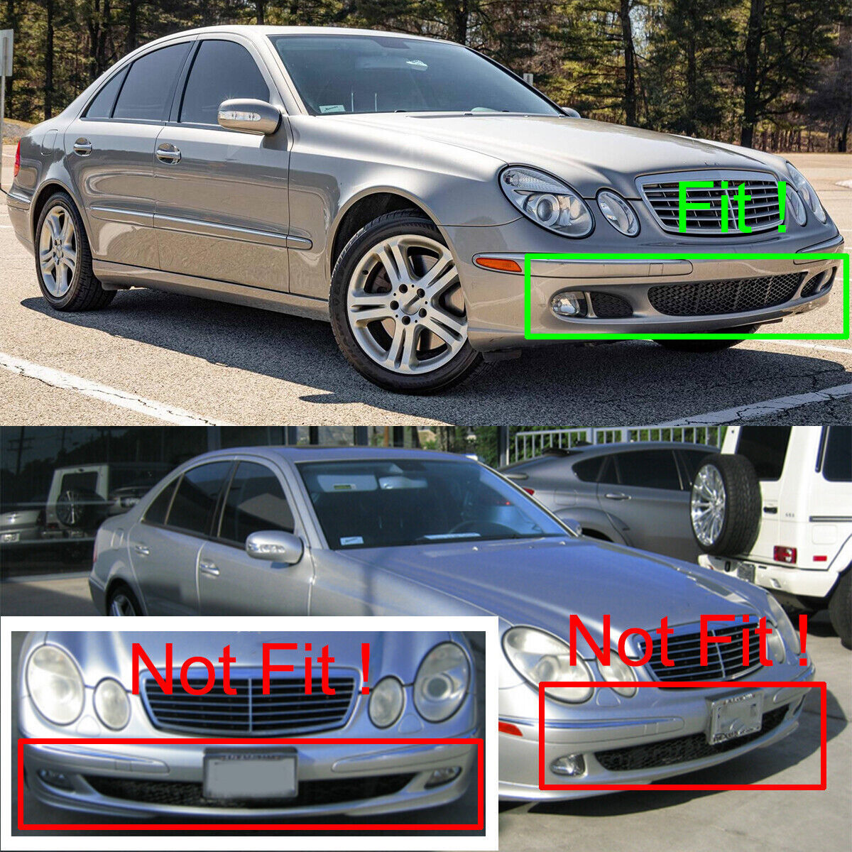 for Mercedes for Benz W211 E320 E350 E500 03-06 Front Bumper Center Cover Mesh Grill