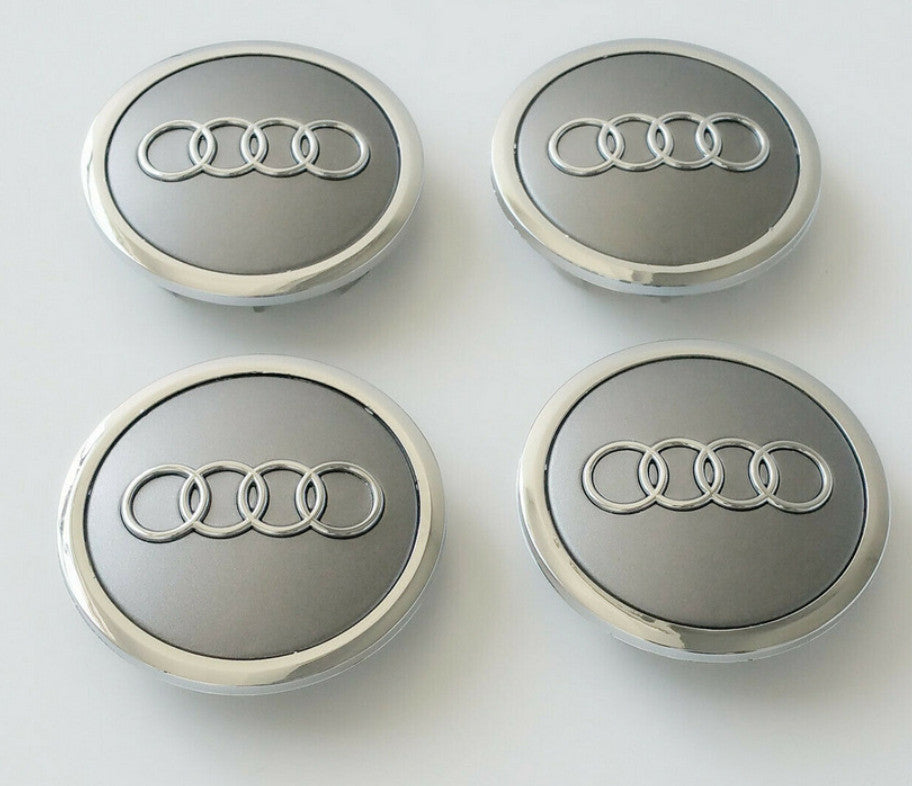 4-piece set of 69mm for Audi silver wheel center caps, rim caps, hubcaps, badges 4B0601170A