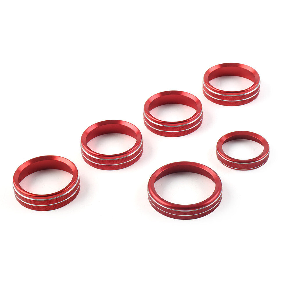6x Air Conditioner Switch CD Button Ring Knob Trim for Ford F150 XLT 2015-20 Red
