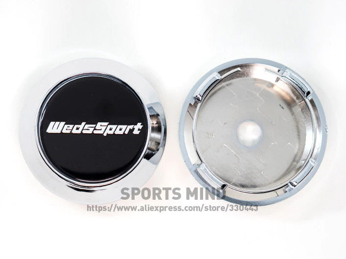 4x64mm Weds Sport Black Chrome Decal Wheel Center Cap Badge Edge Cap Hub Cap