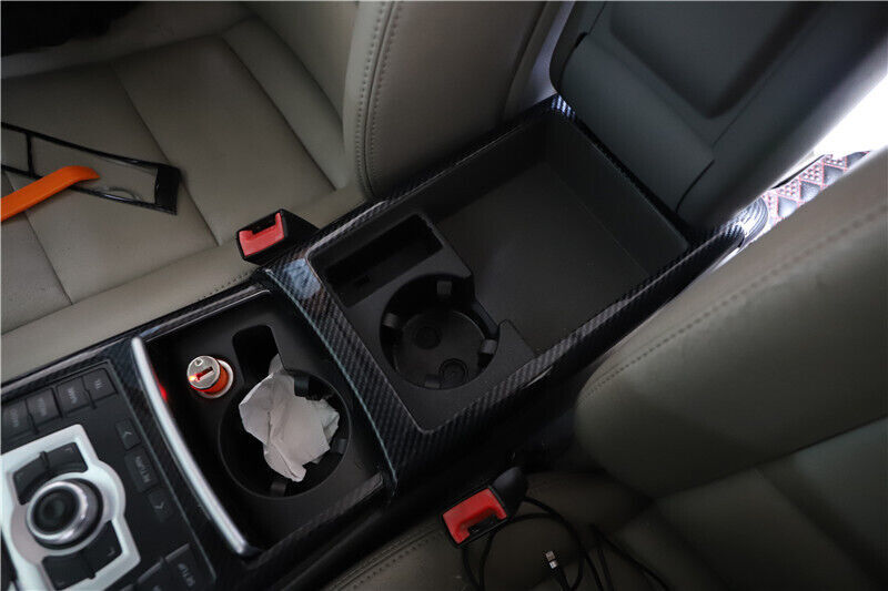 Car Inner Console Storage Box Cover Trim Fit for Audi A6L 05-2011 Carbon Fiber