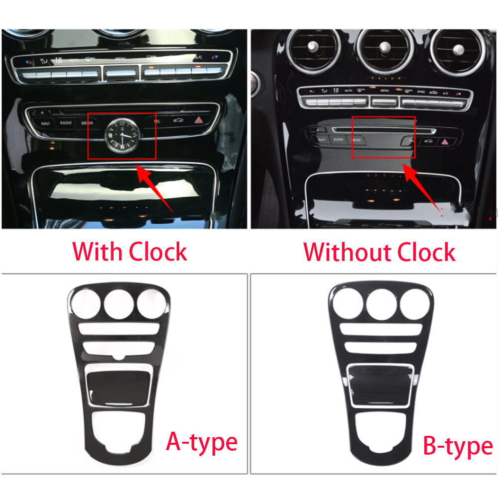 Carbon ABS Central Console Gear Panel Cover for Benz C GLC Class W205 X253 15-18