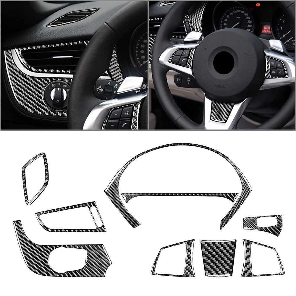 LHD Carbon Fiber Black Interior Steering Wheel Cover Trim for BMW Z4 E89 2009-16
