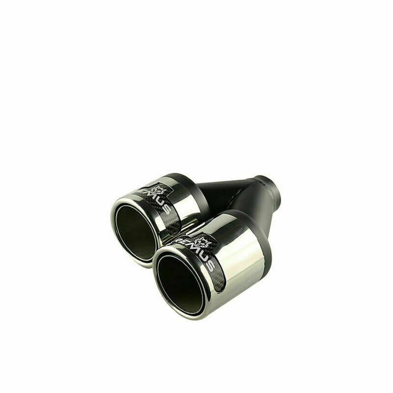2PC 2'' ID 3.5'' outlet Car Exhaust Pipe Dual End Tips Universal Black Chrome