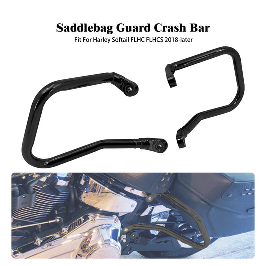 Black Rear Saddlebag Guard Crash Bar for Harley Softail Heritage Classic 18-23