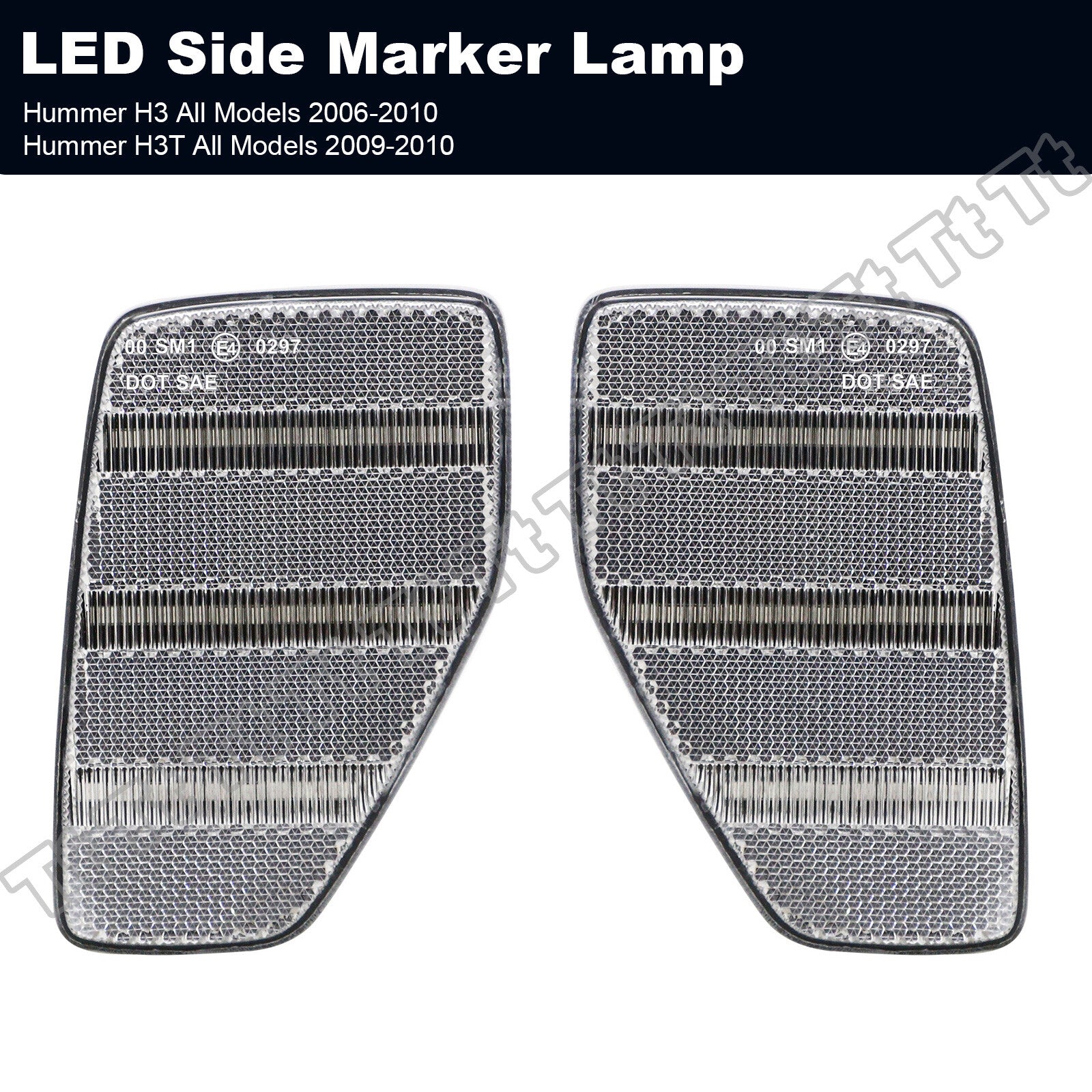 2 LED front fender side marker lights, transparent, suitable for 06-10 for Hummer H3/09-10 H3T