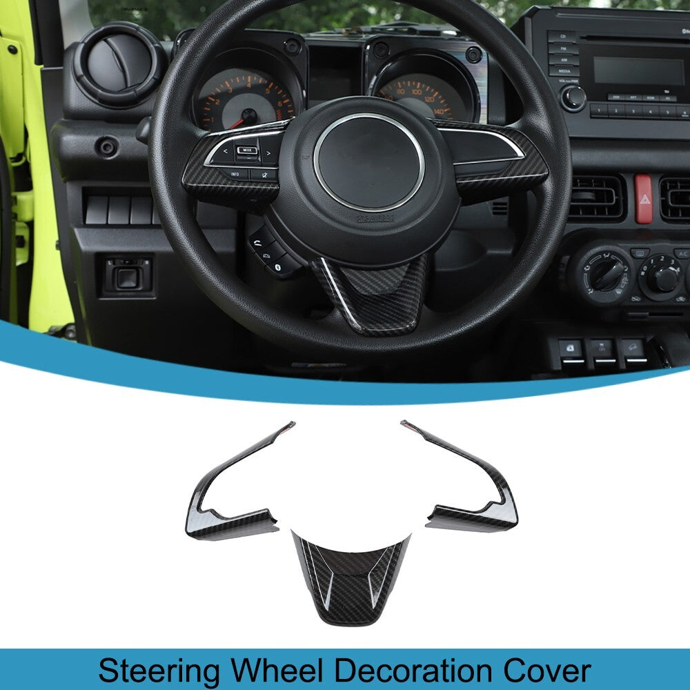 Carbon Fiber ABS Steering Wheel Decoration Cover Trim for Suzuki for Jimny 2019-2023