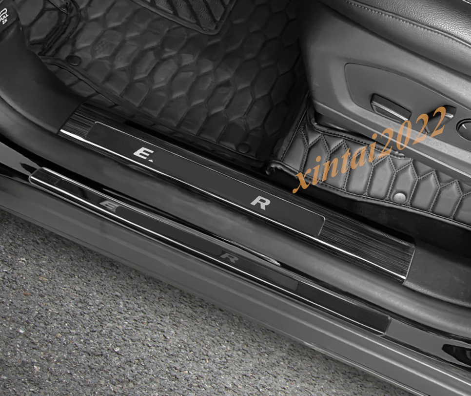 8X Stainless Side Door Sill Plate Guards Cover Black for Ford Explorer 2020-2023